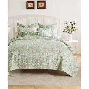 Greenland Home Olivia Garden Toile Quilt Set Full Queen Green MSRP $290